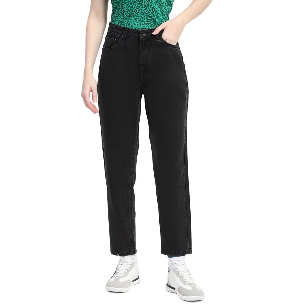 Cotton Solid Black Straight Denim