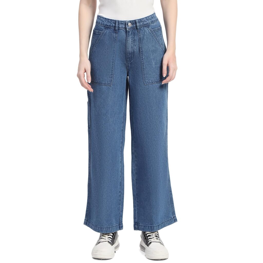 Slant Pocket Flared Denim