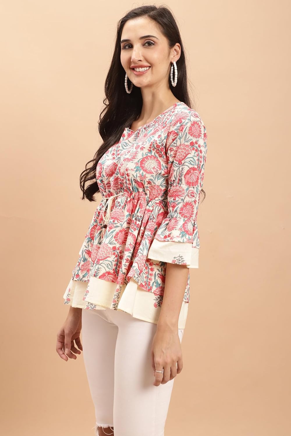 Women's Pure Cotton Jaipuri Printed Short Western Top - Image 3