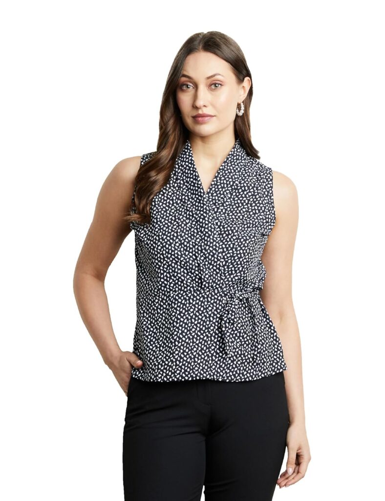 Women's All Over Print Sleeveless Wrap Top