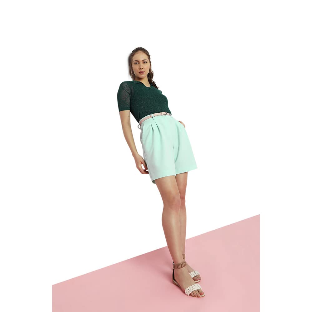 Textured Viscose Blend Collar Neck Women's Top - Image 5