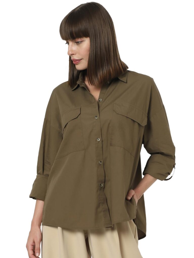 Women's Cotton Regular Fit Collar Neck Shirt