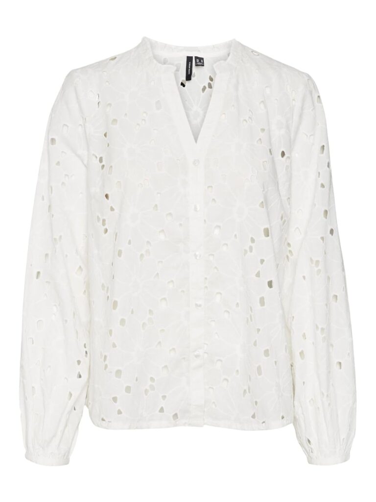 Sheer Floral Self Design Puff Sleeves Pure Cotton Regular Top