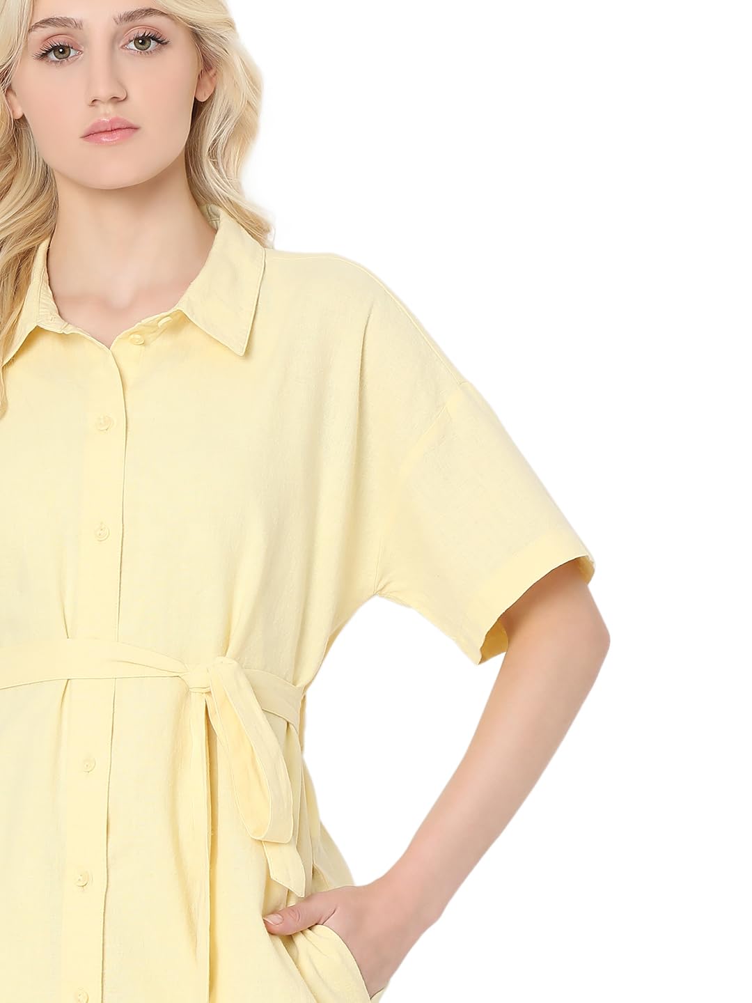 Women's Linen Shirt Knee-Length Dress - Image 6