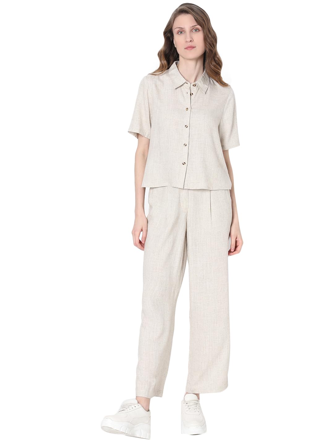 Women's Polyester Blend Regular Fit Opaque Spread Collar Casual Shirt - Image 5