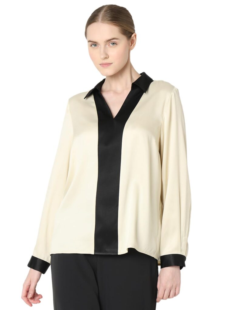Women's V-Neck Pleating Detail Top