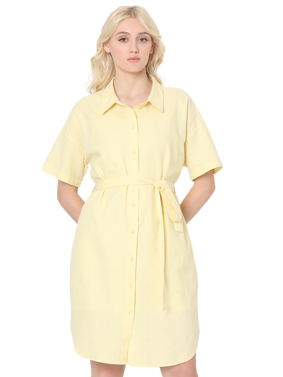 Women's Linen Shirt Knee-Length Dress