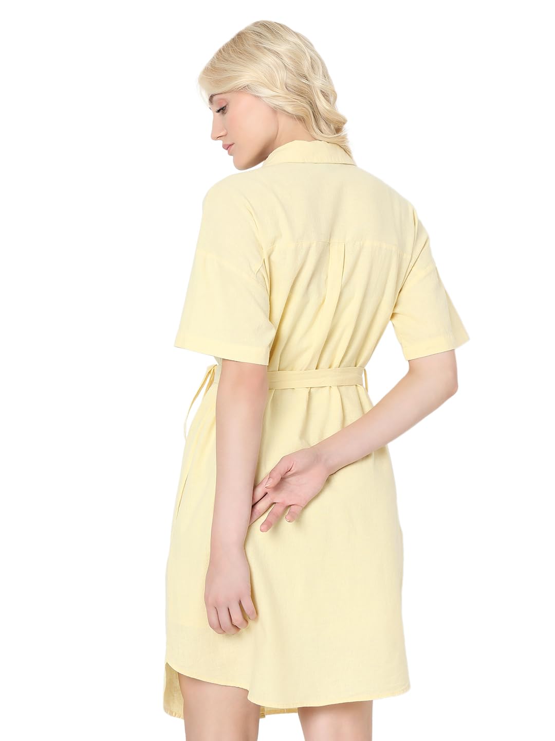 Women's Linen Shirt Knee-Length Dress - Image 4