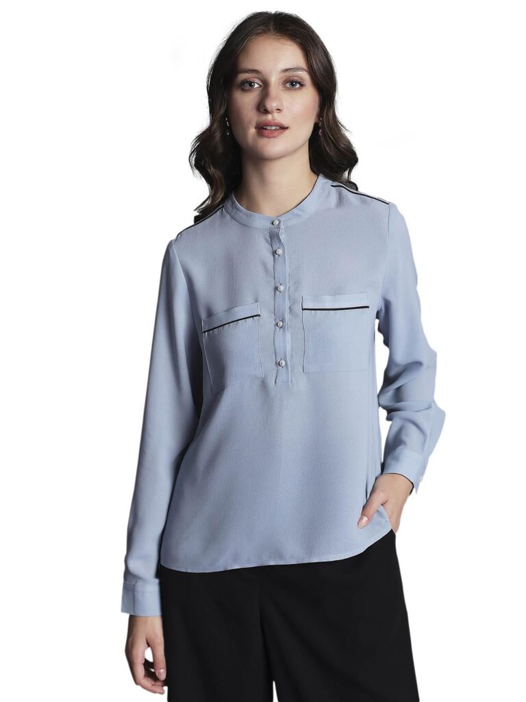 Cuffed Sleeves Shirt Style Top