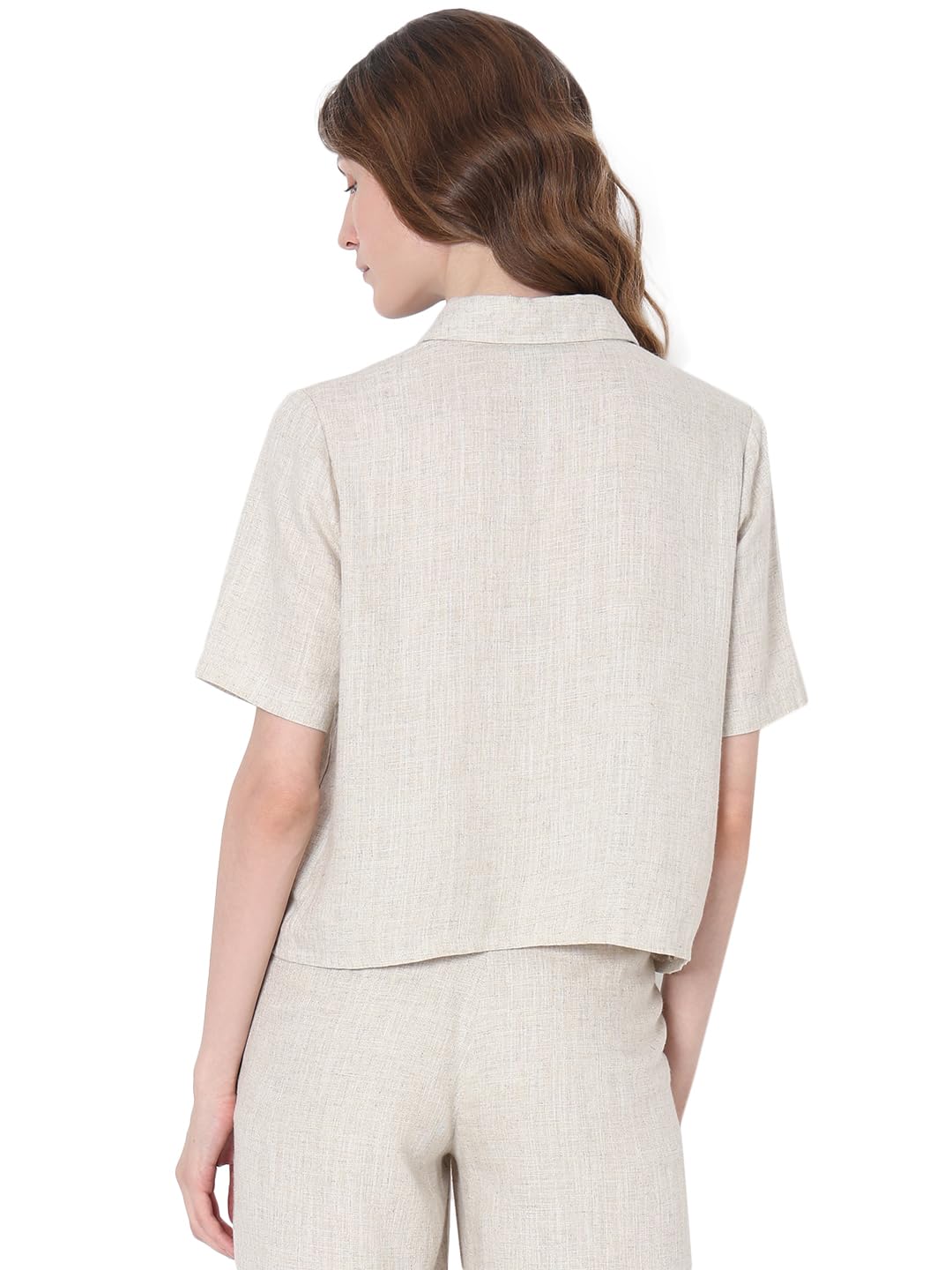 Women's Polyester Blend Regular Fit Opaque Spread Collar Casual Shirt - Image 4