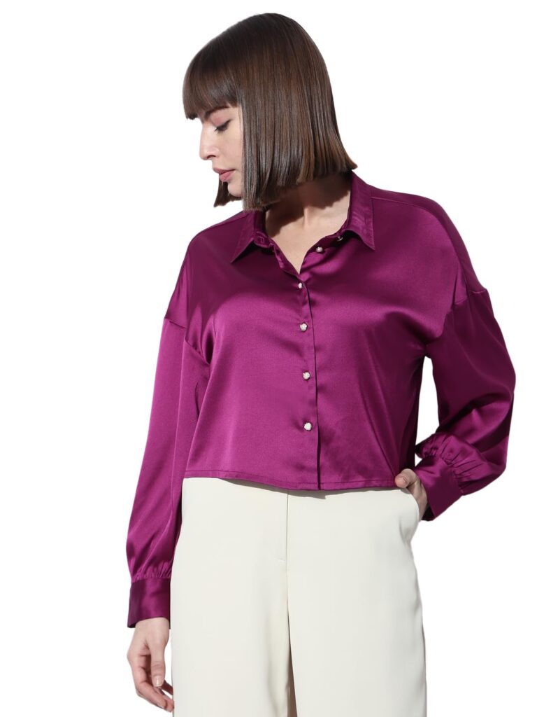 Women's Polyester Solid Slim Fit Shirt