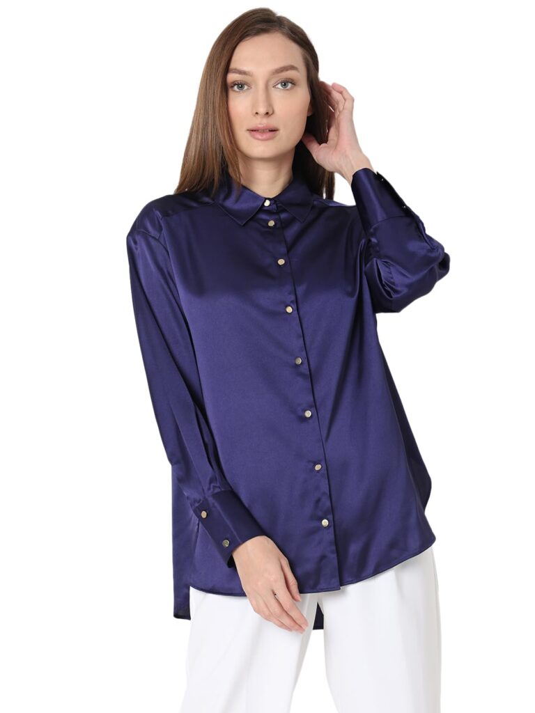 Women Spread Collar Casual Shirt