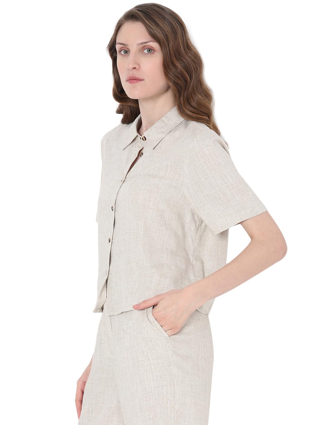 Women's Polyester Blend Regular Fit Opaque Spread Collar Casual Shirt - Image 3