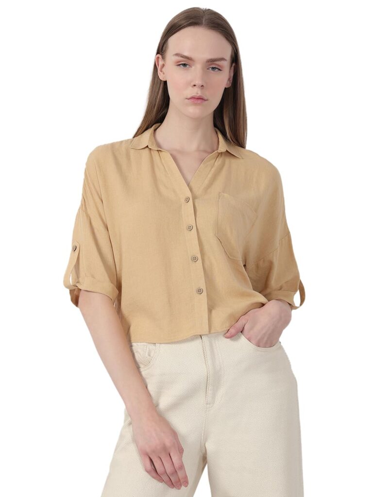 VERO Moda Women's Solid Regular Fit Shirt