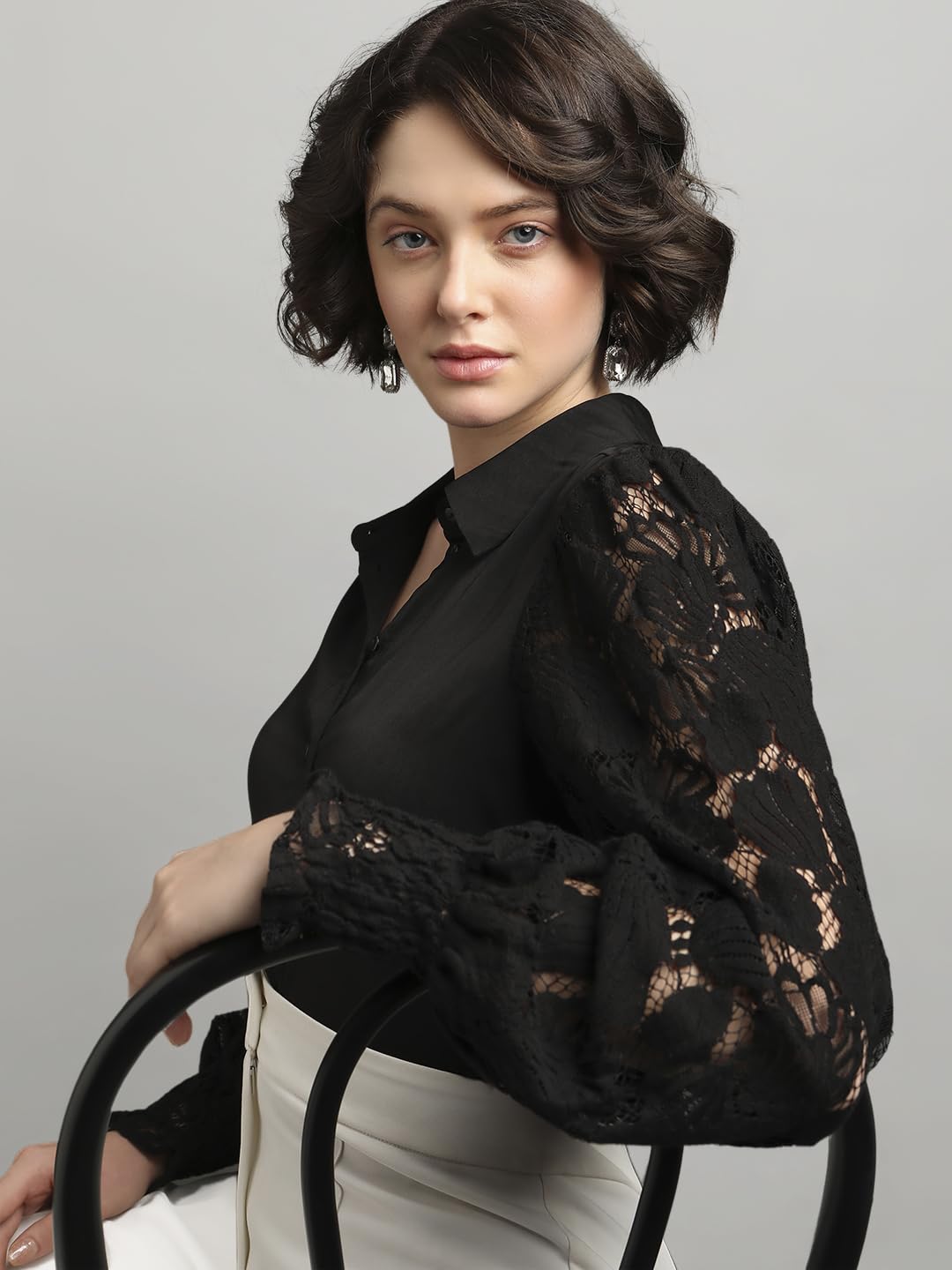 Women's Polyester Solid Regular Fit Shirt - Image 2