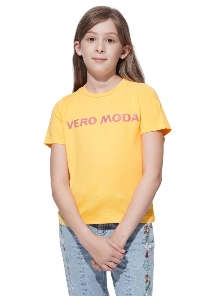 Girl's Cotton Letter Print Regular Fit T-Shirt