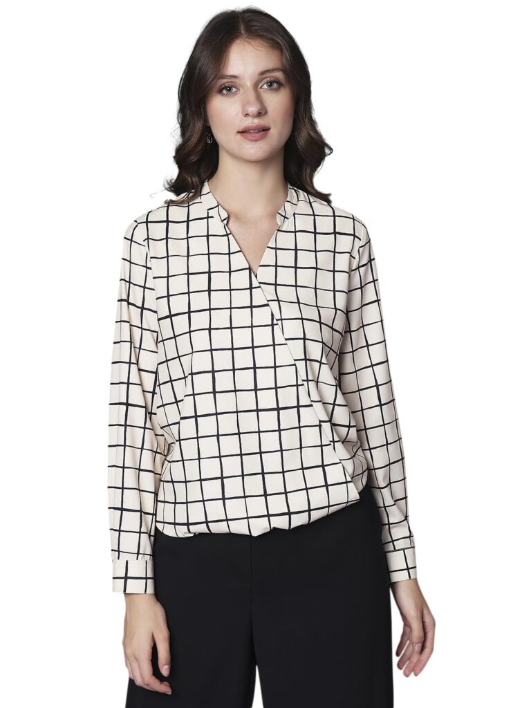Women's Checkered Regular Fit T-Shirt