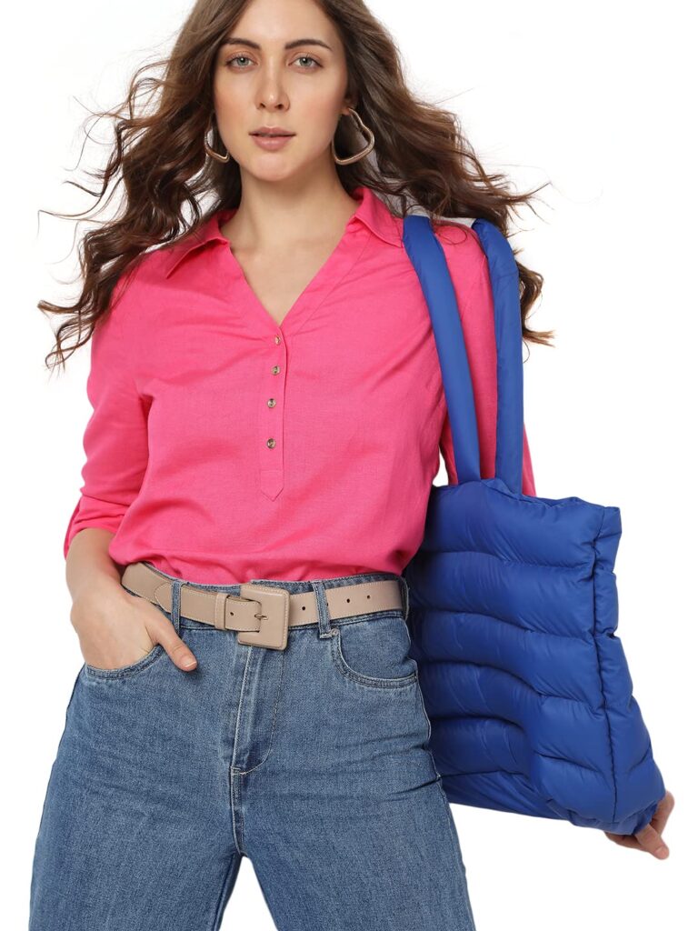 Women's Polyester Stylised V-Neck Regular Fit Shirt