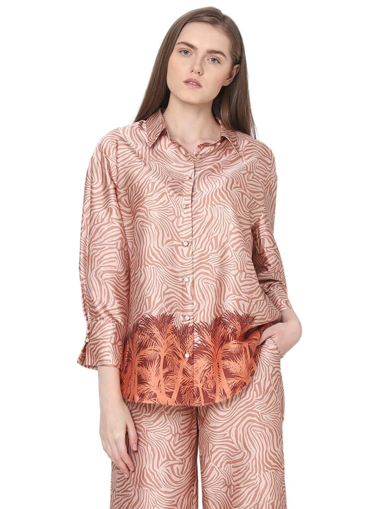 Women's Cotton Abstract Relaxed Fit Shirt