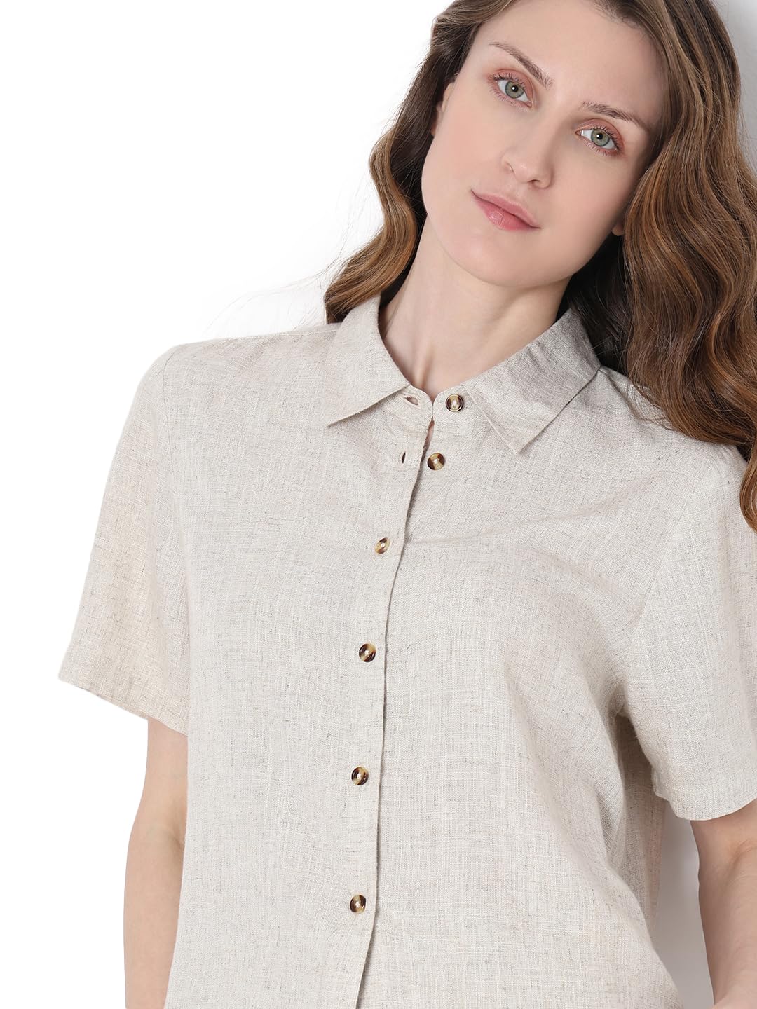 Women's Polyester Blend Regular Fit Opaque Spread Collar Casual Shirt - Image 6