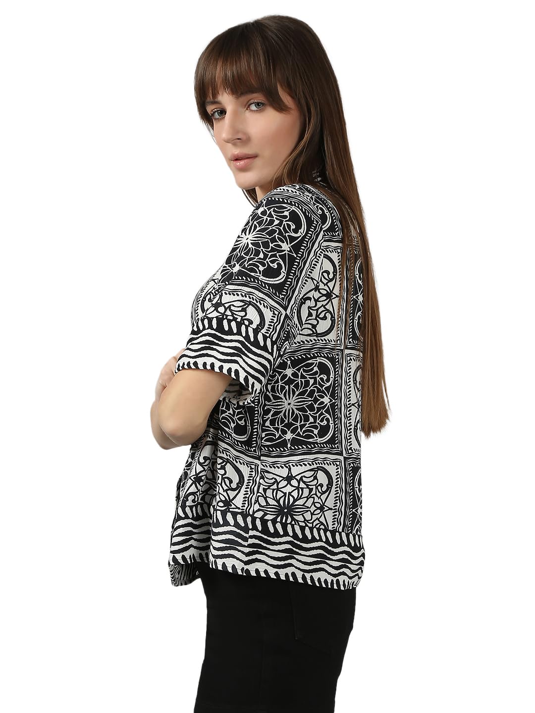 Women's Nylon Blend Floral Regular Fit Shirt - Image 3