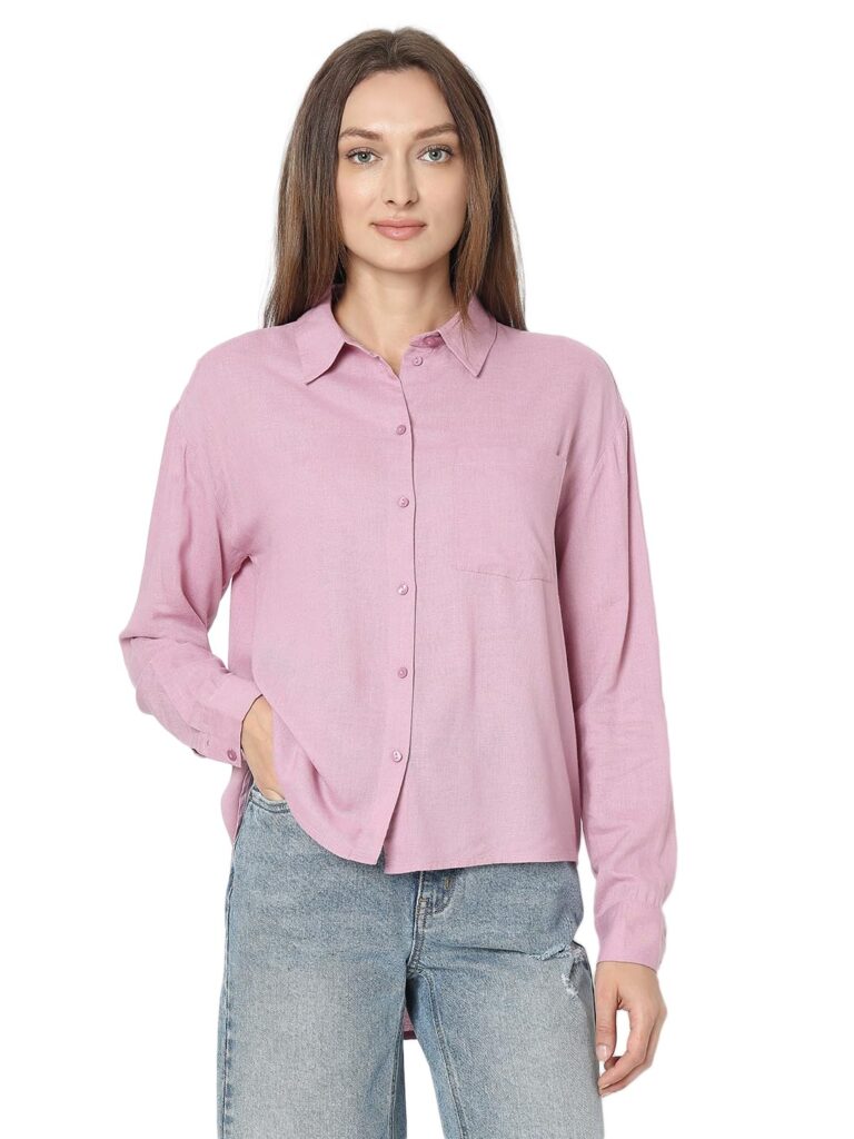 Spread Collar Long Cuff Sleeves High Low Formal Shirt