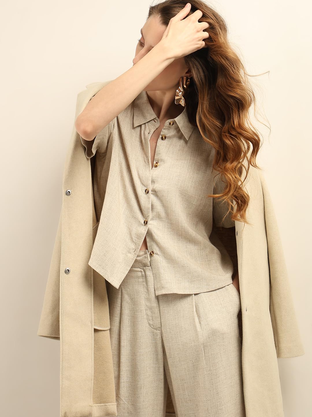 Women's Polyester Blend Regular Fit Opaque Spread Collar Casual Shirt - Image 2