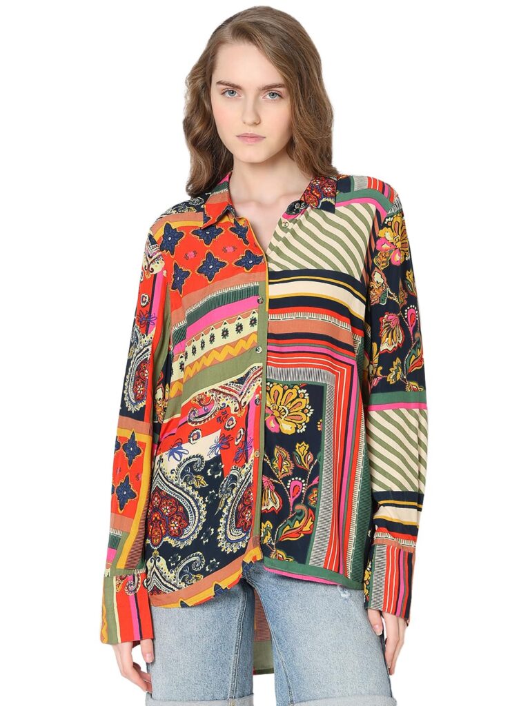 Spread Collar Ethnic Motifs Printed Casual Shirt