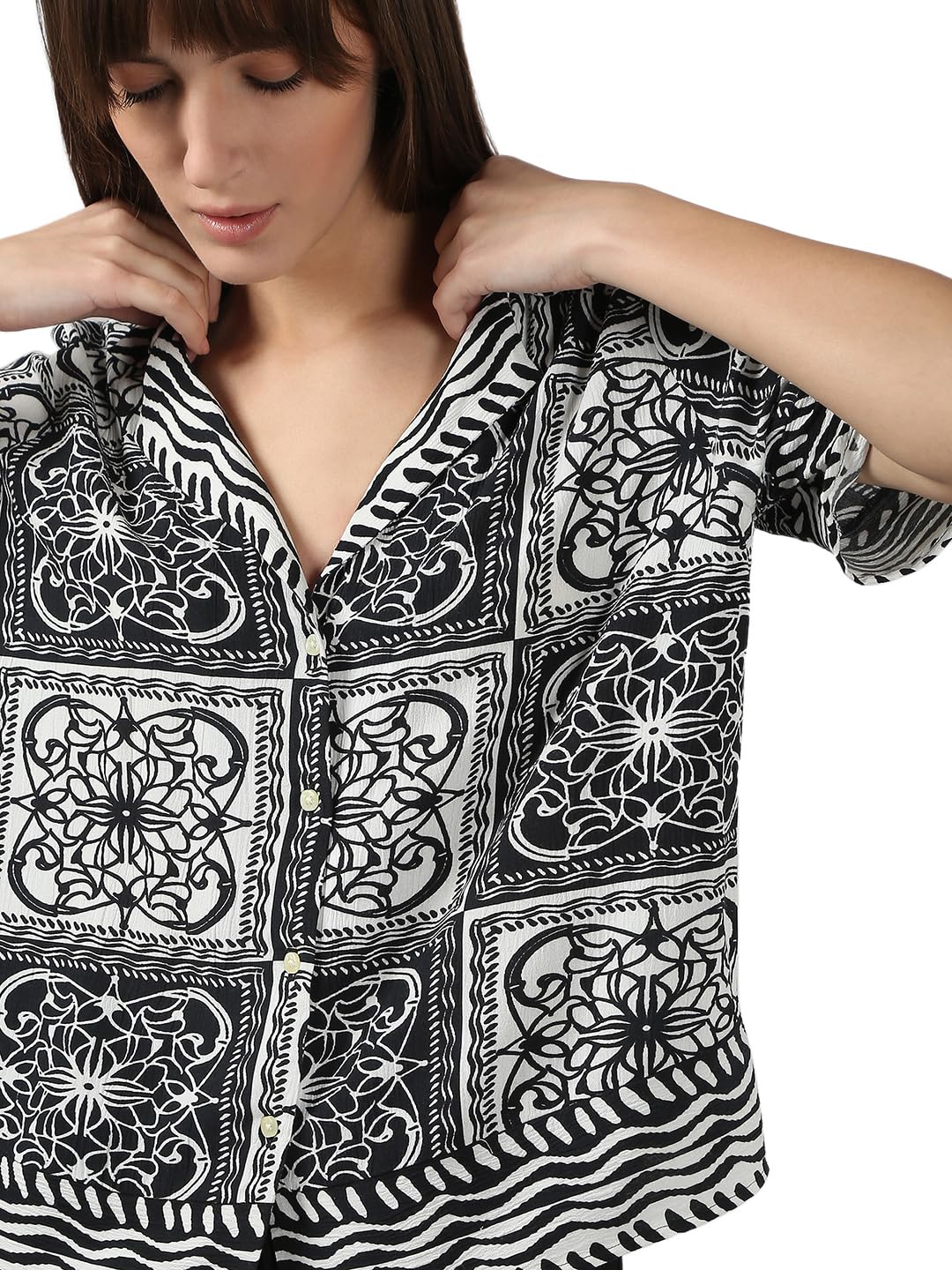 Women's Nylon Blend Floral Regular Fit Shirt - Image 6